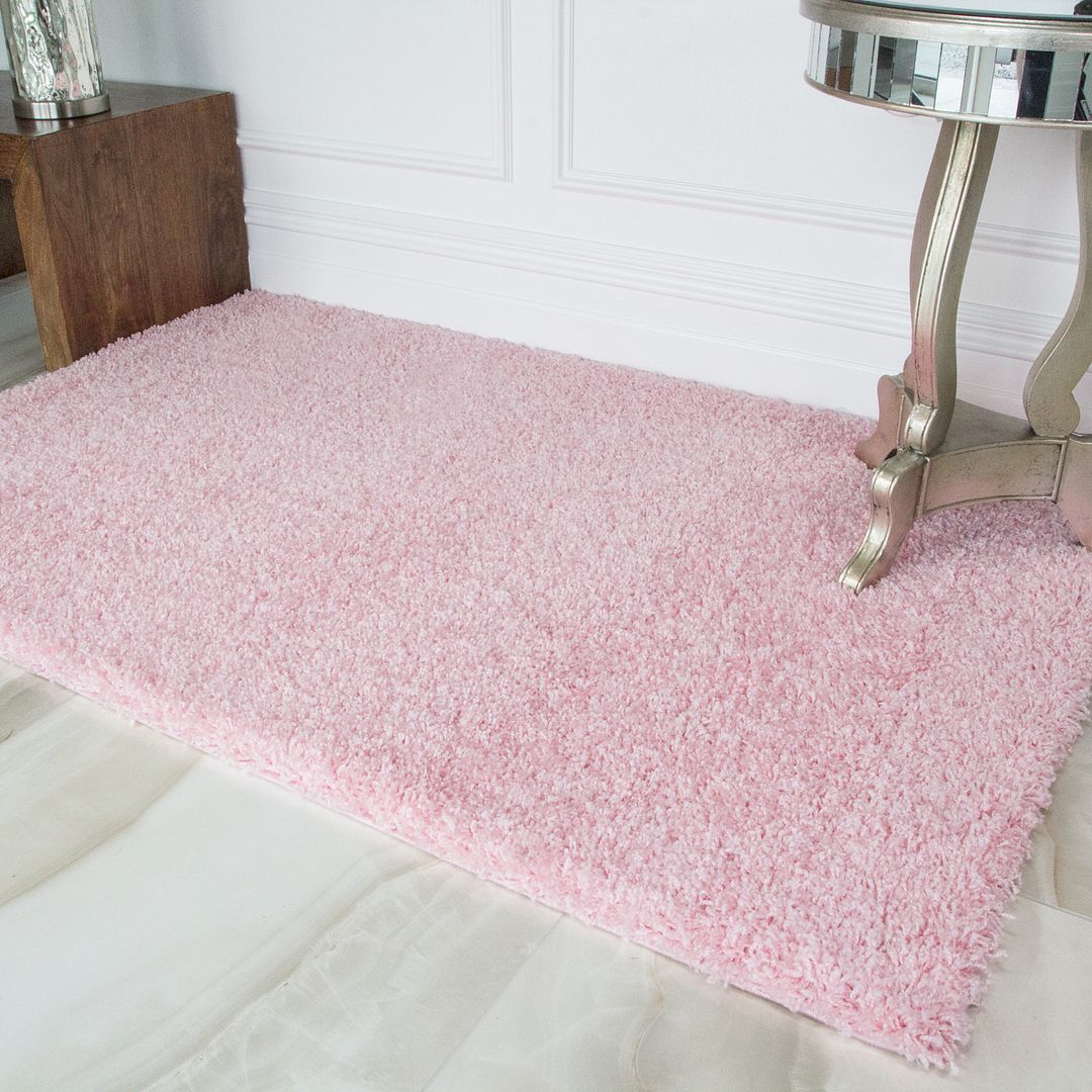 Fluffy Shaggy Rugs Baby Pink Girls Rug Thick Cosy Small Large Living